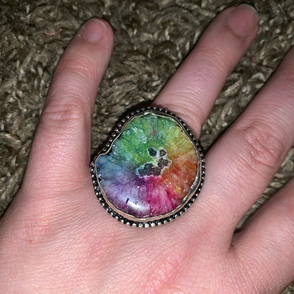Rainbow Solar Quartz Ring & Necklace Set - Picture 4 of 8